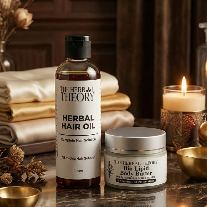 Organic Body Butter & Herbal Hair Oil Care Bundle