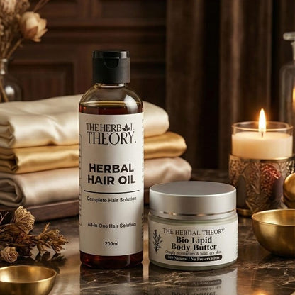 Organic Body Butter & Herbal Hair Oil Care Bundle